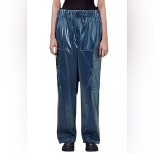 Rains Women's Blue Wide Leg Pants with pockets on each side